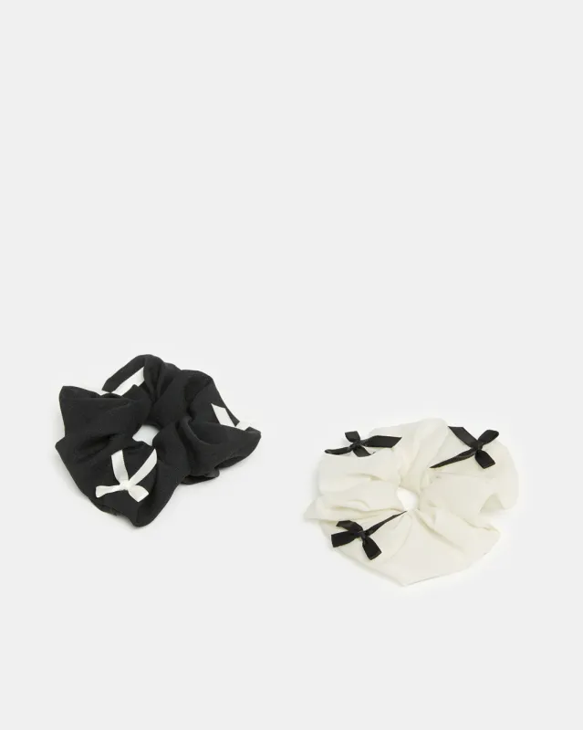 Women Black And White Printed  Elastic Hair Band Set (2 Piece) sold by Redtag