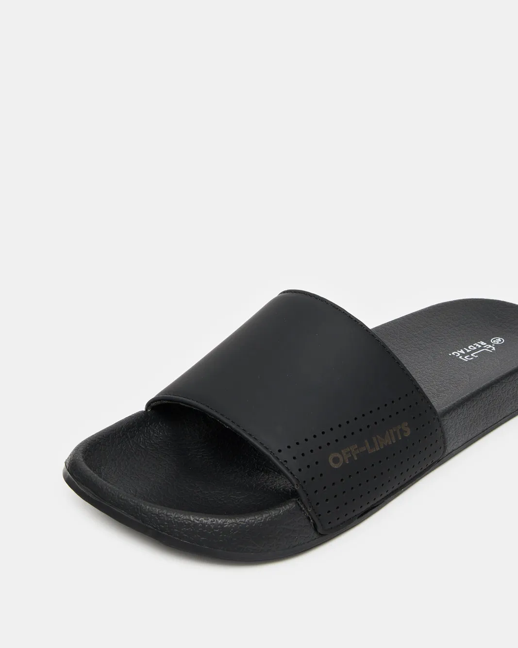 Men Black Plain Slide sold by Redtag product image thumbnail 3