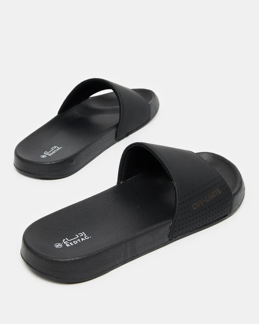 Men Black Plain Slide sold by Redtag product image thumbnail 4