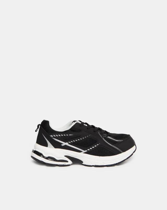 Senior Boys Black Material Block Trainers sold by Redtag