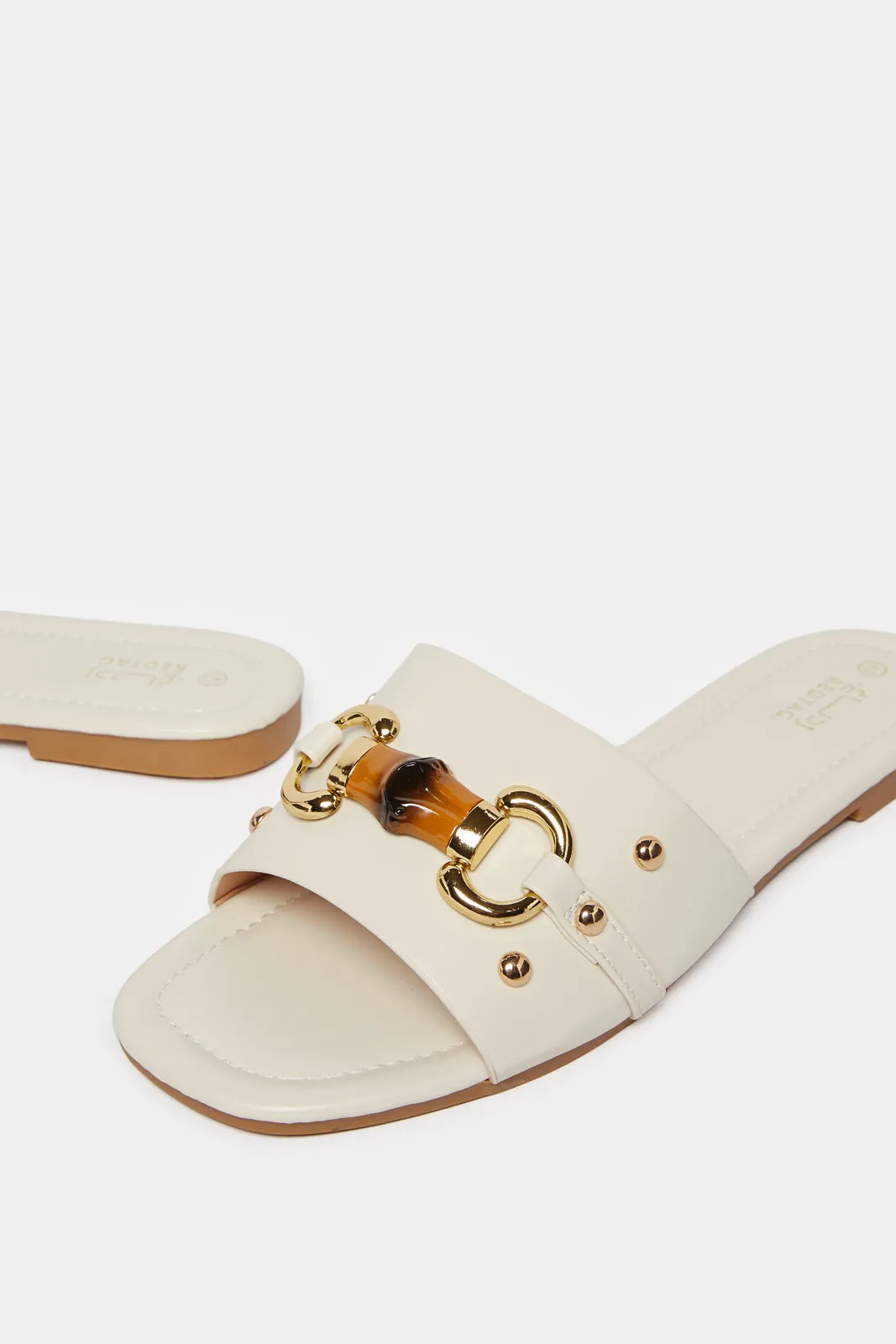 Women White Mule With Buckle Trim sold by Redtag product image thumbnail 3