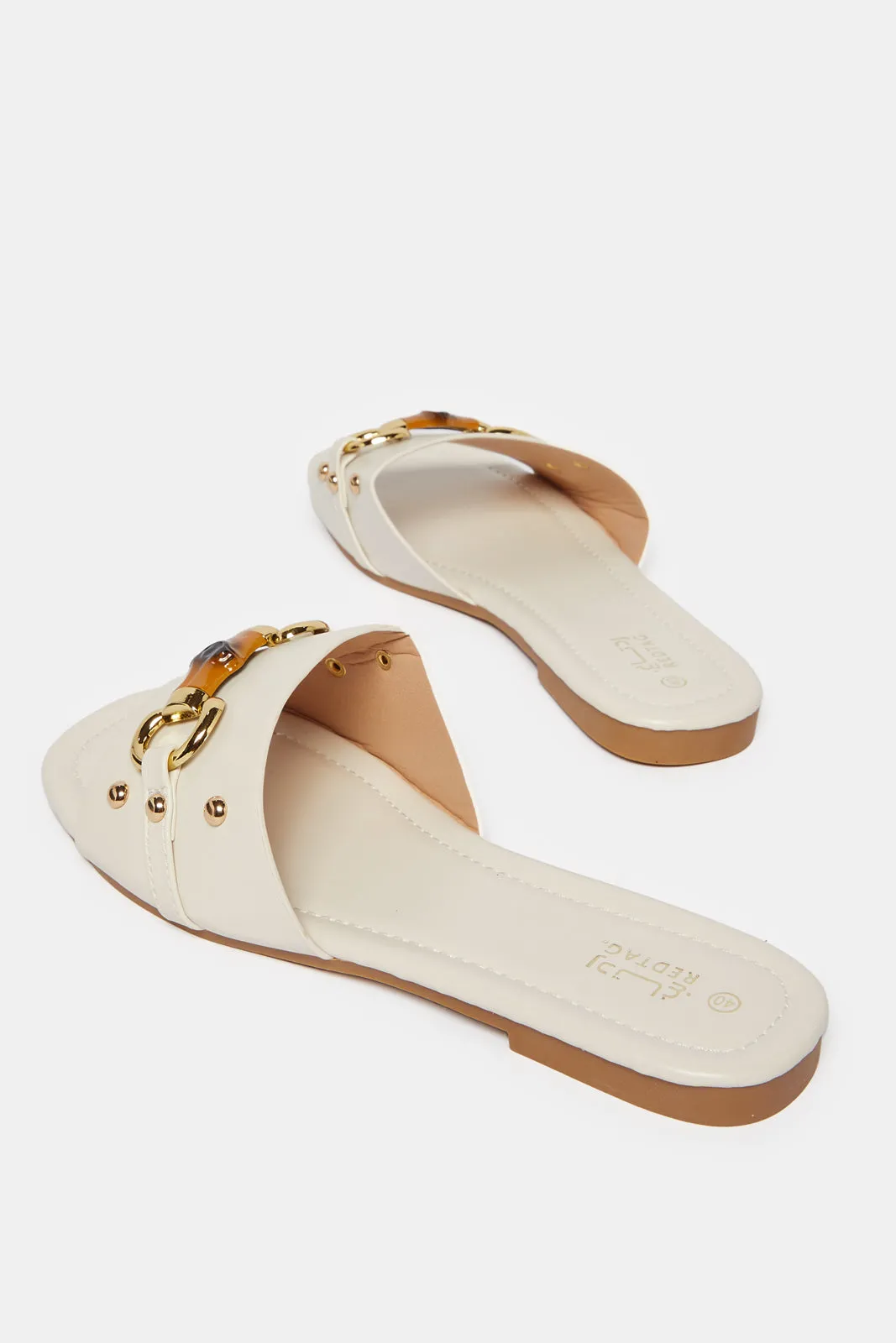 Women White Mule With Buckle Trim sold by Redtag product image thumbnail 4