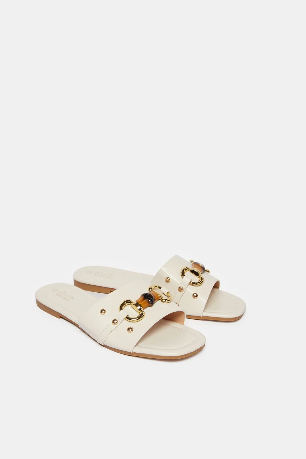 Women White Mule With Buckle Trim sold by Redtag product image thumbnail 2