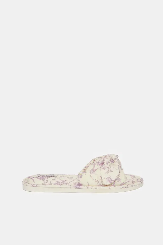 Women Cream Printed Slipper sold by Redtag