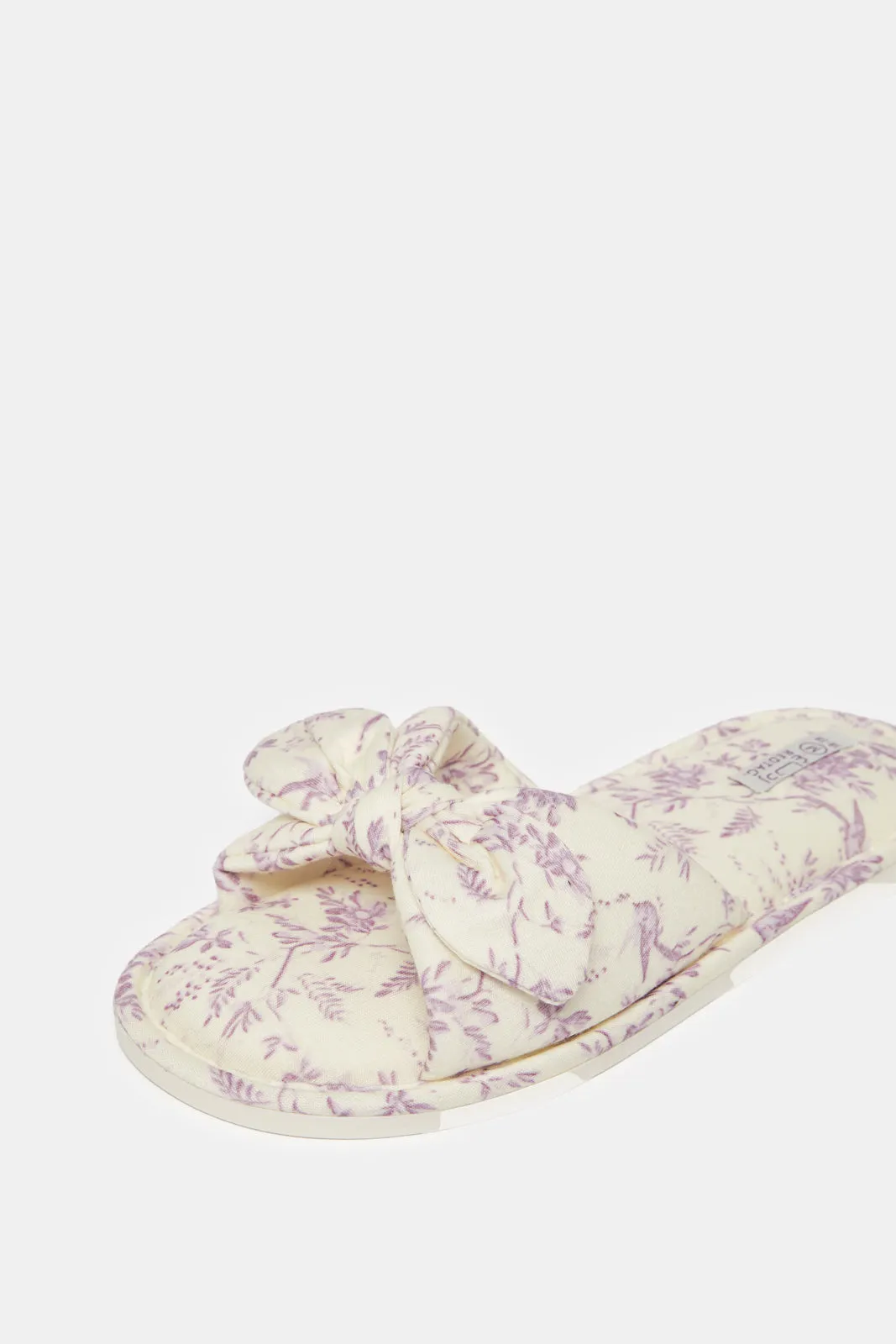 Women Cream Printed Slipper sold by Redtag product image thumbnail 3