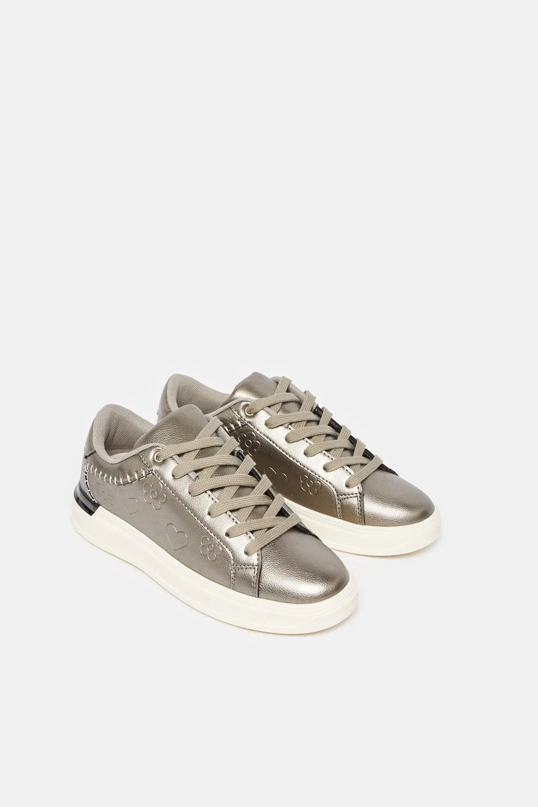 Women Grey Embellished Lace Up Sneakers sold by Redtag product image thumbnail 2