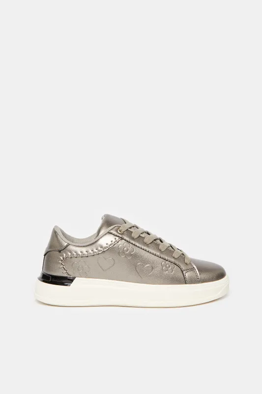 Women Grey Embellished Lace Up Sneakers sold by Redtag