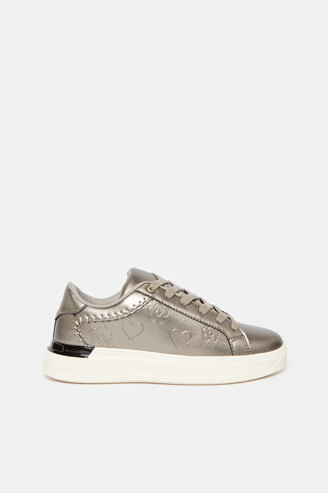 Women Grey Embellished Lace Up Sneakers sold by Redtag