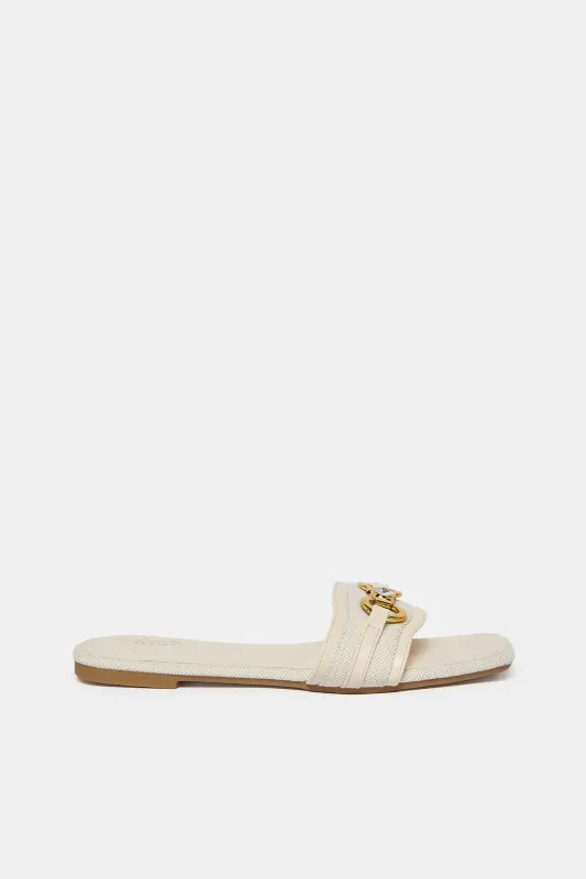 Women Beige Embellished  Mule sold by Redtag