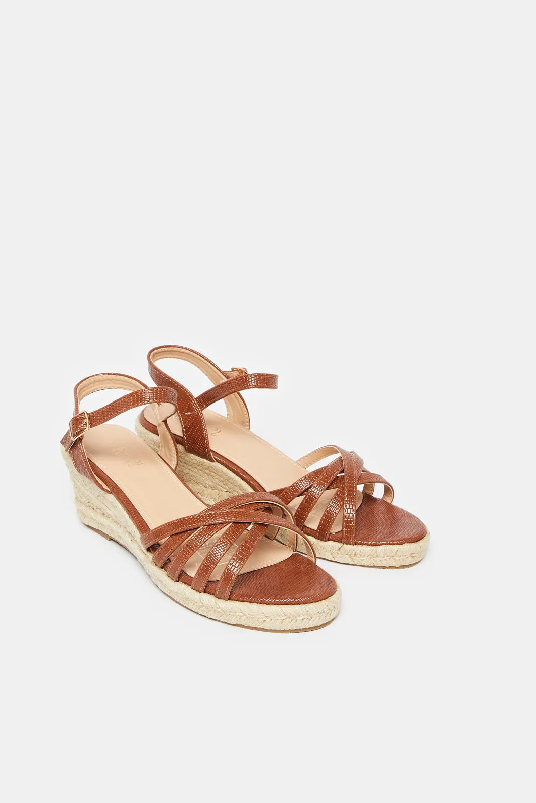 Women Brown Wedge Espadrille Sandal sold by Redtag product image thumbnail 2