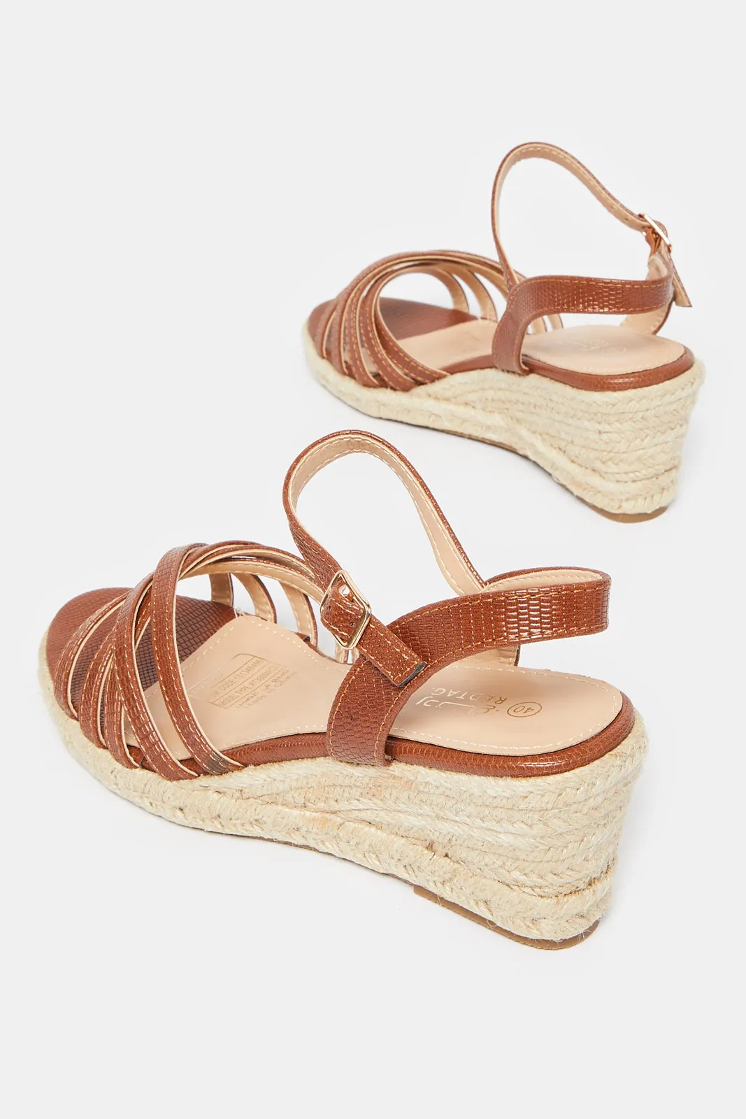 Women Brown Wedge Espadrille Sandal sold by Redtag product image thumbnail 4