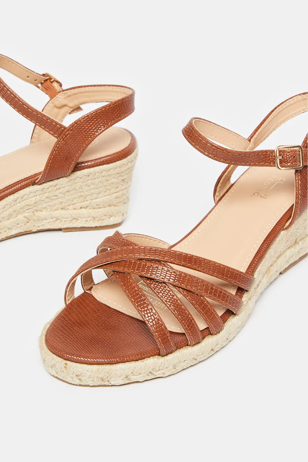 Women Brown Wedge Espadrille Sandal sold by Redtag product image thumbnail 3