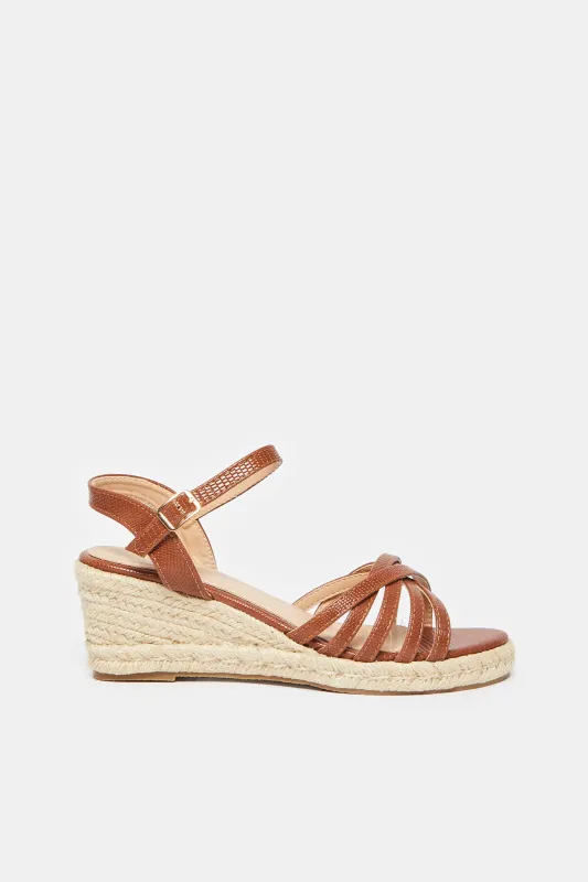 Women Brown Wedge Espadrille Sandal sold by Redtag