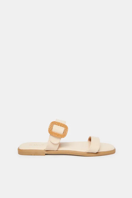 Women Beige Strappy With Buckle Trim Mule sold by Redtag