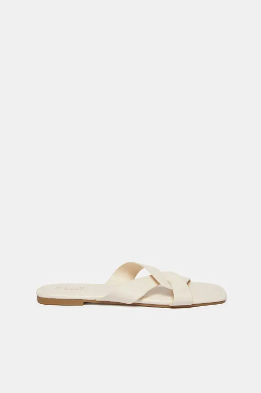 Women Beige Crisscross Mule sold by Redtag