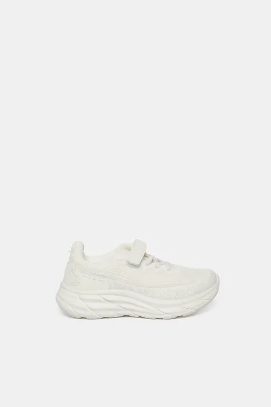 Senior  Boys White Velcro Trainers sold by Redtag