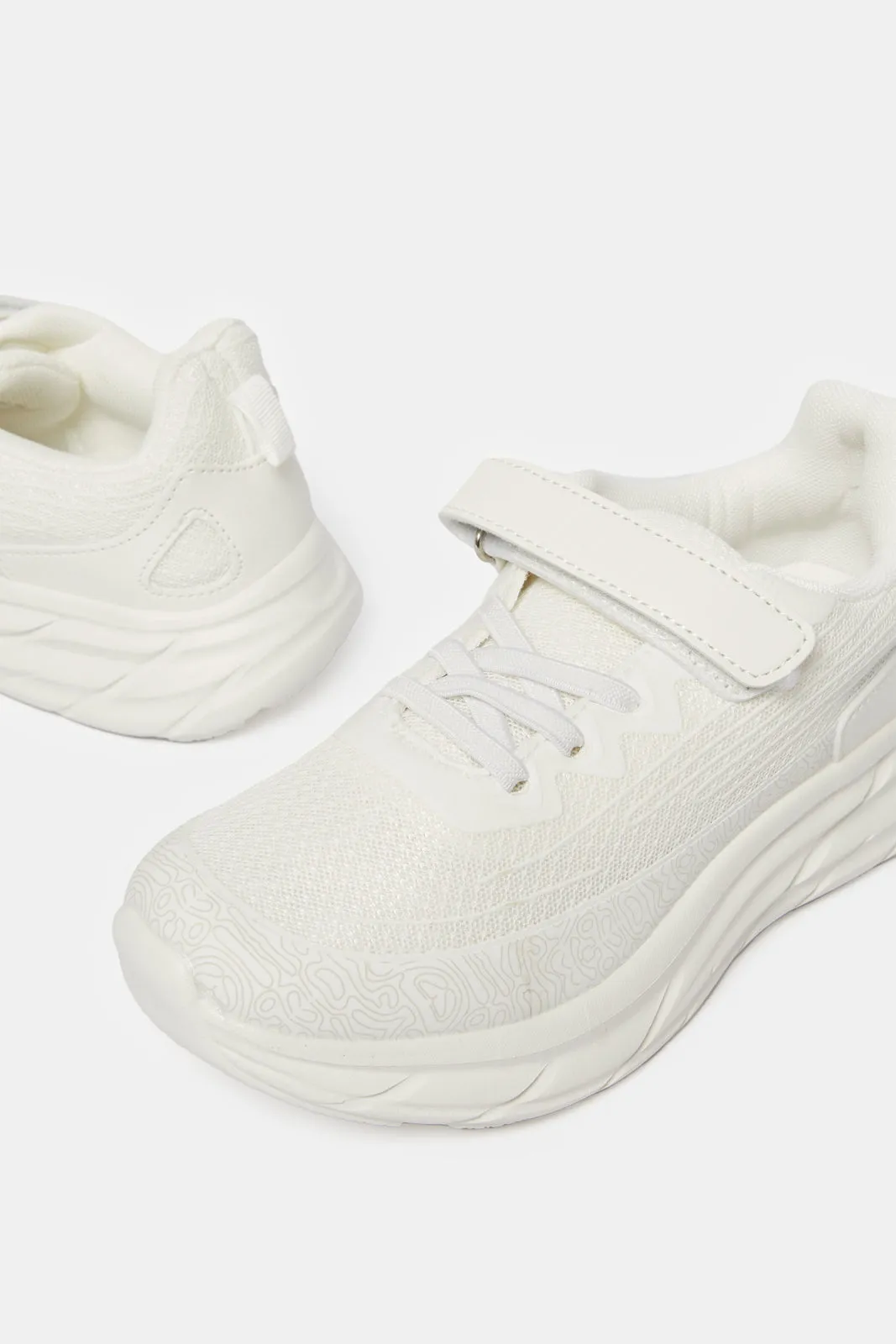 Senior Boys White Velcro Trainers sold by Redtag product image thumbnail 3