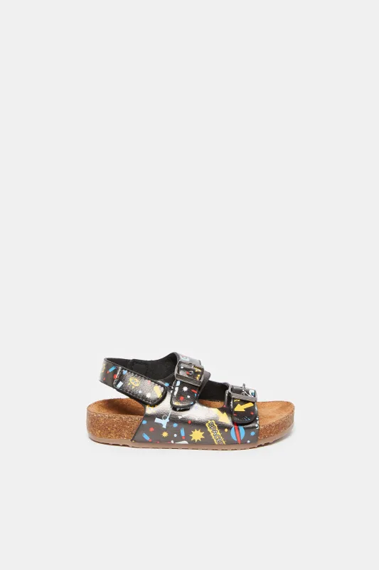 Infant Boys Black Printed Cork Sandal sold by Redtag