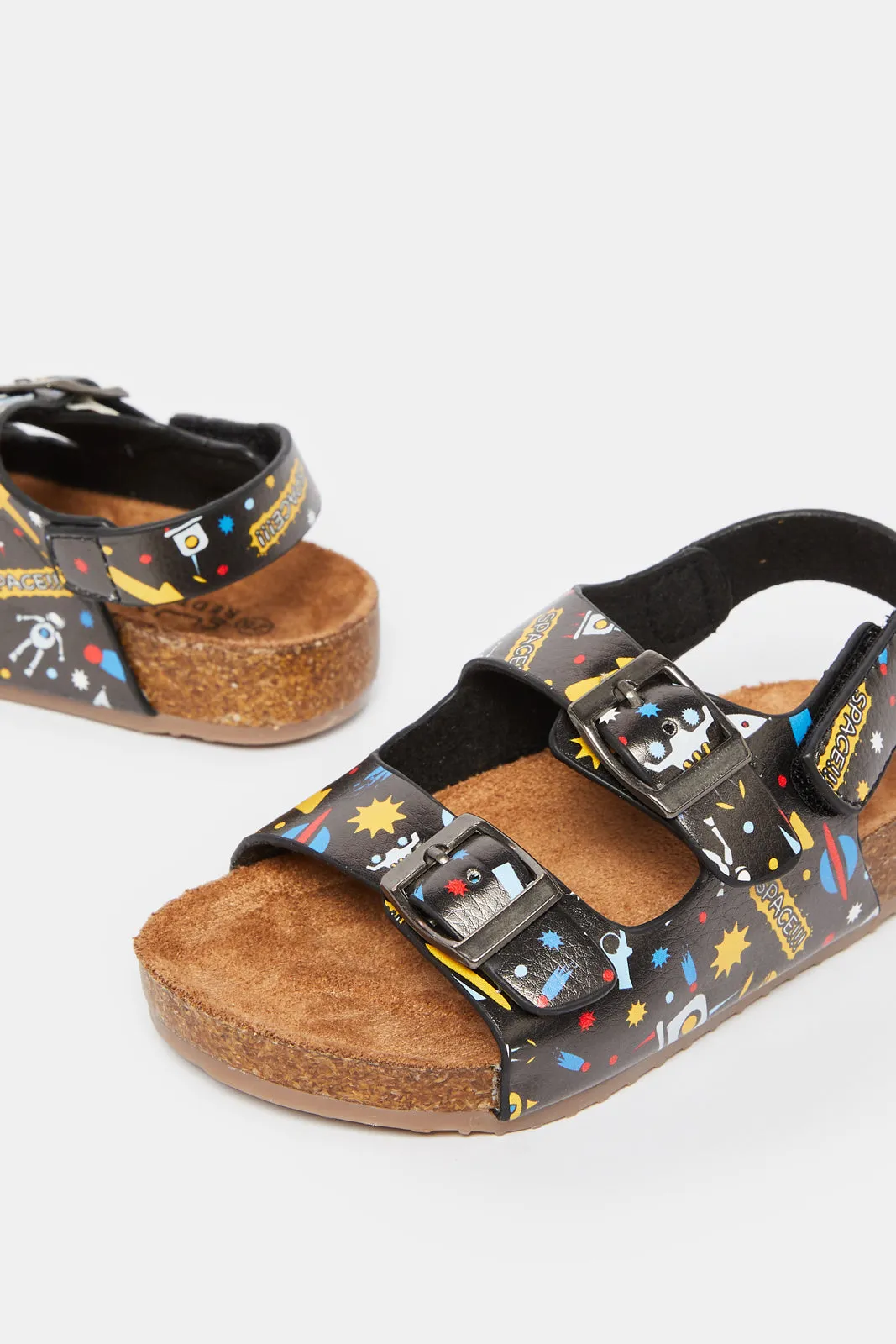 Infant Boys Black Printed Cork Sandal sold by Redtag product image thumbnail 3