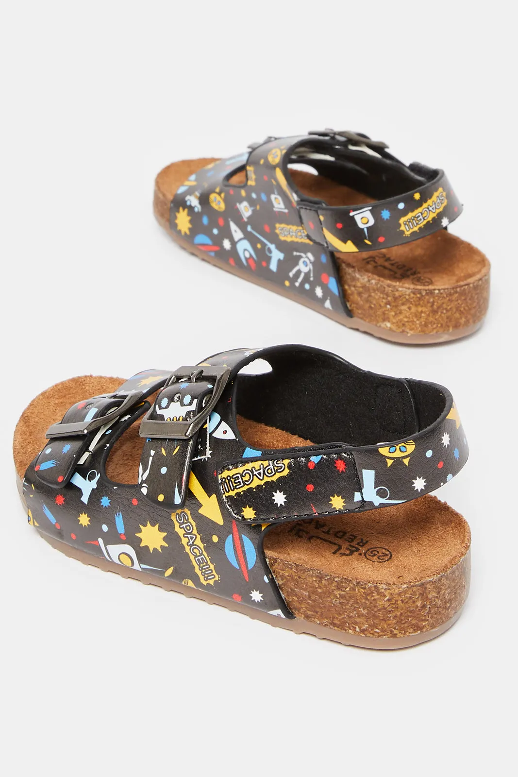 Infant Boys Black Printed Cork Sandal sold by Redtag product image thumbnail 4