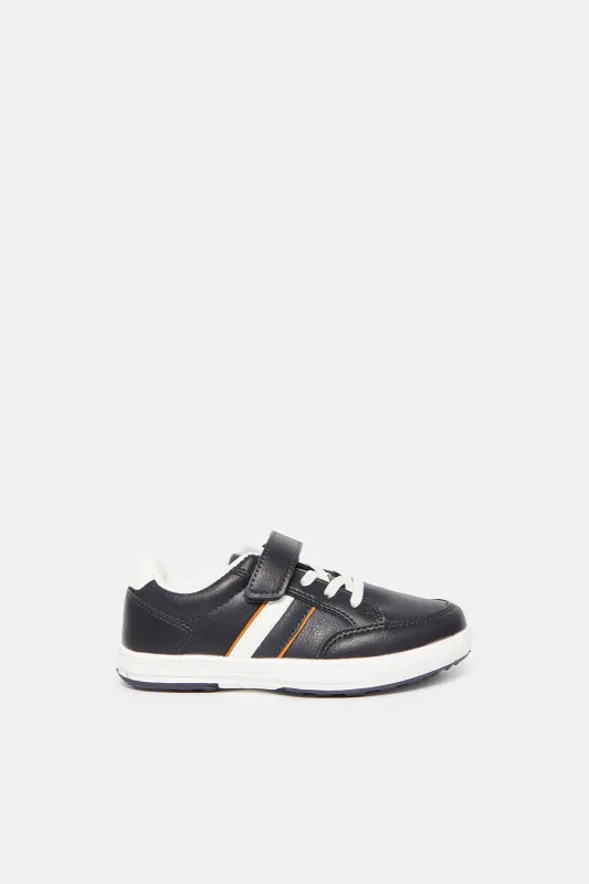 Boys Navy Striped Sneakers sold by Redtag