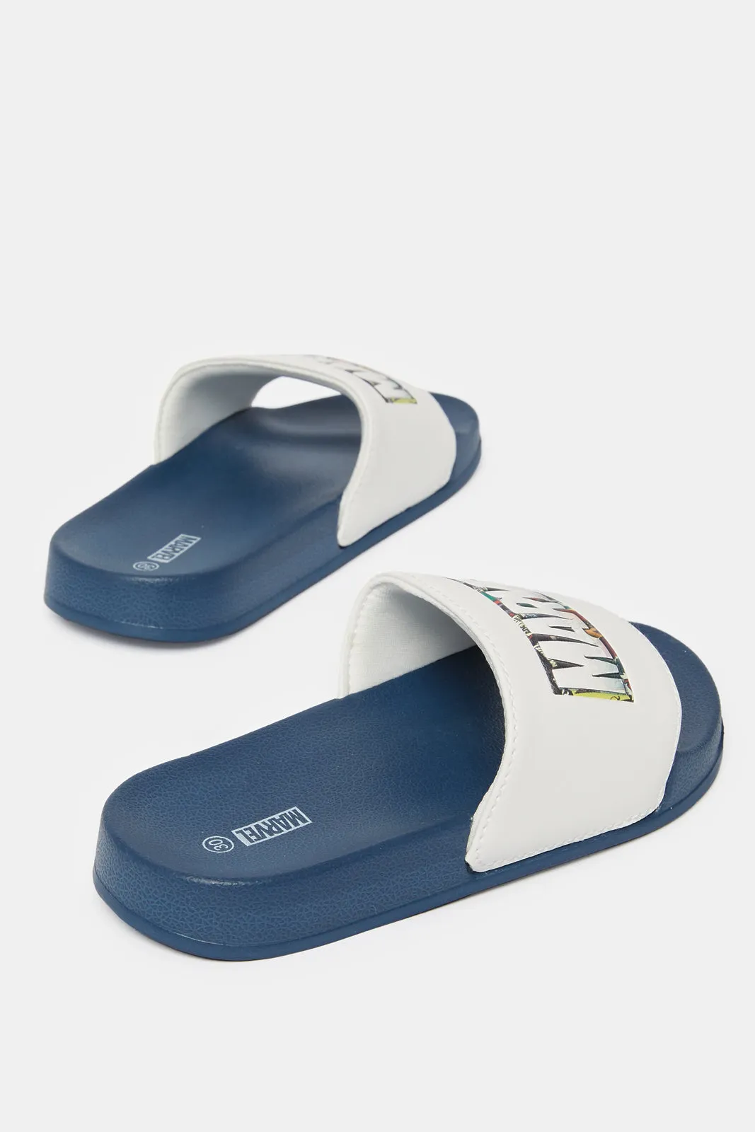 Boys White Marvel Character Slide sold by Redtag product image thumbnail 4