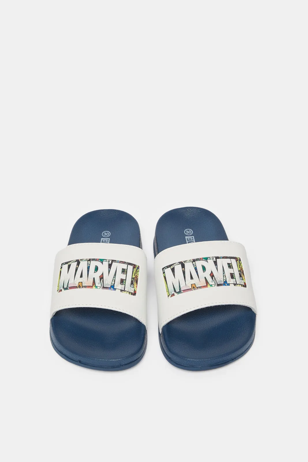 Boys White Marvel Character Slide sold by Redtag product image thumbnail 2