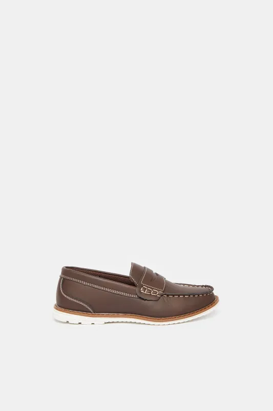 Senior Boys Brown Penny Loafers sold by Redtag