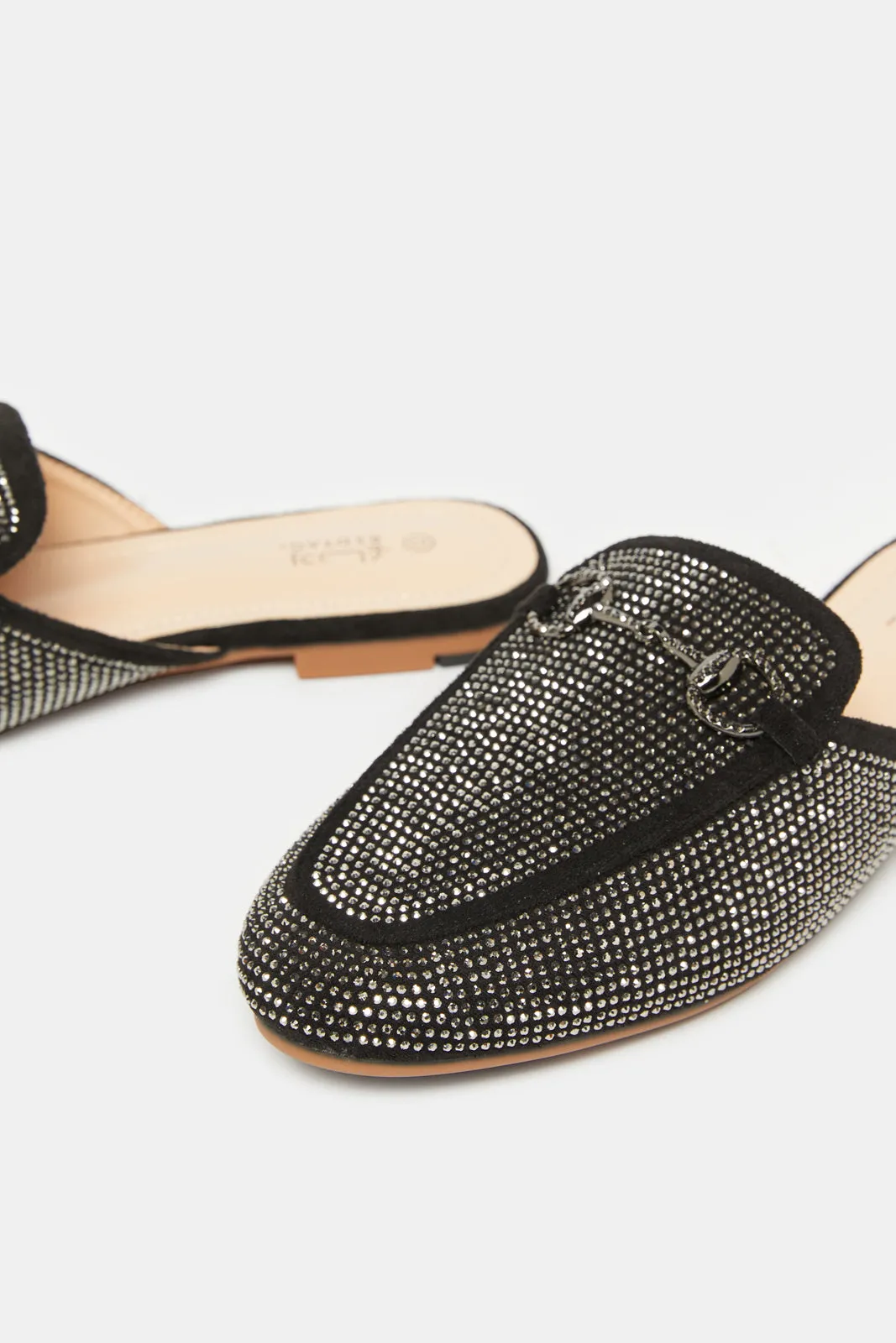 Women Black Stone Trim Loafer Mule sold by Redtag product image thumbnail 3