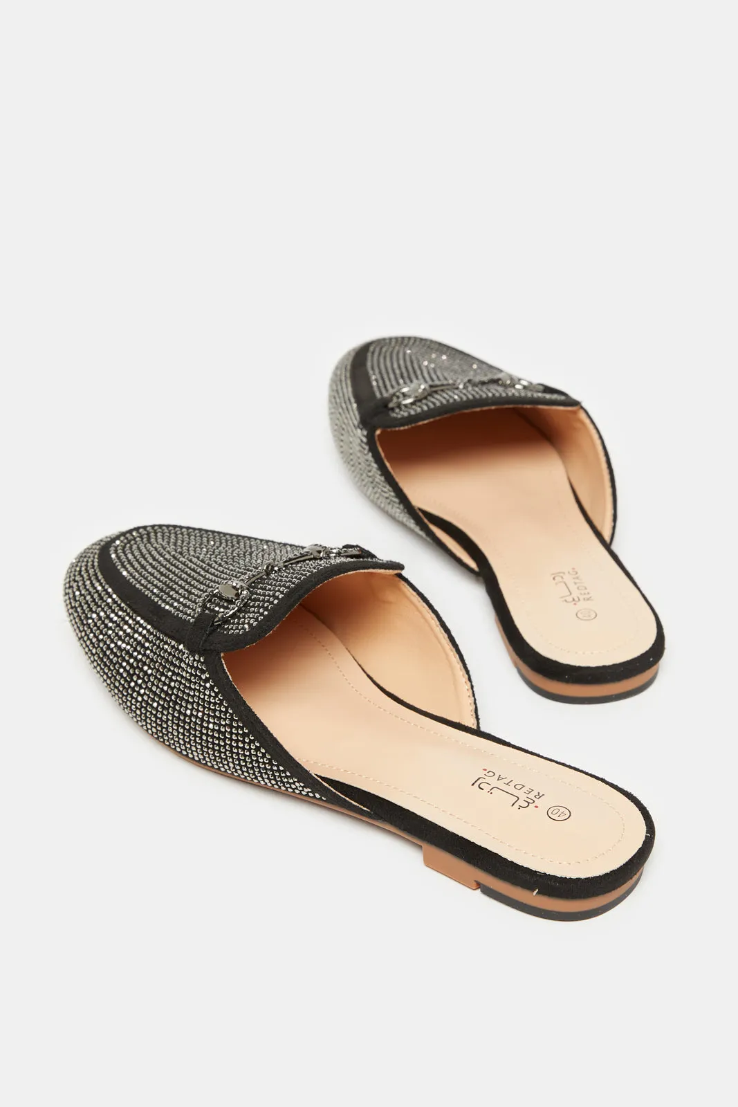 Women Black Stone Trim Loafer Mule sold by Redtag product image thumbnail 4