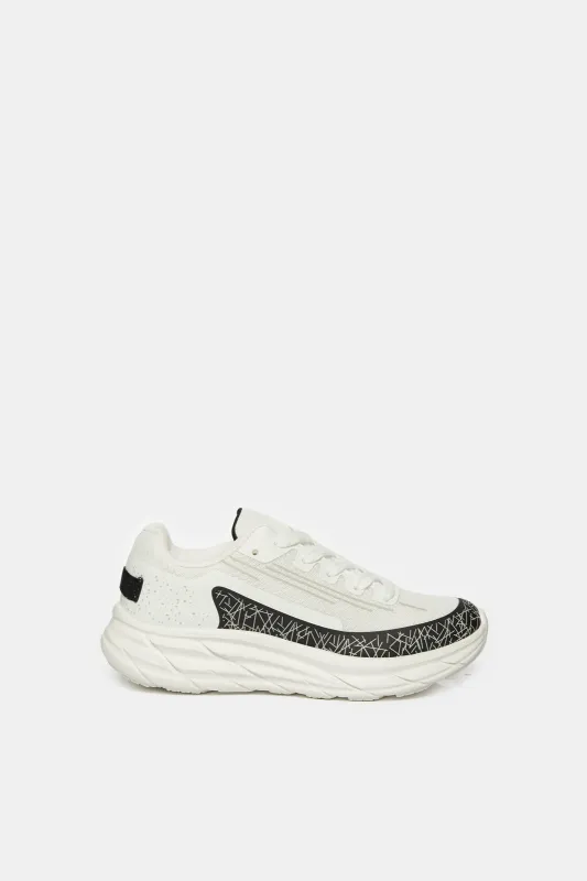 Senior Boys White Material Block Sneakers sold by Redtag