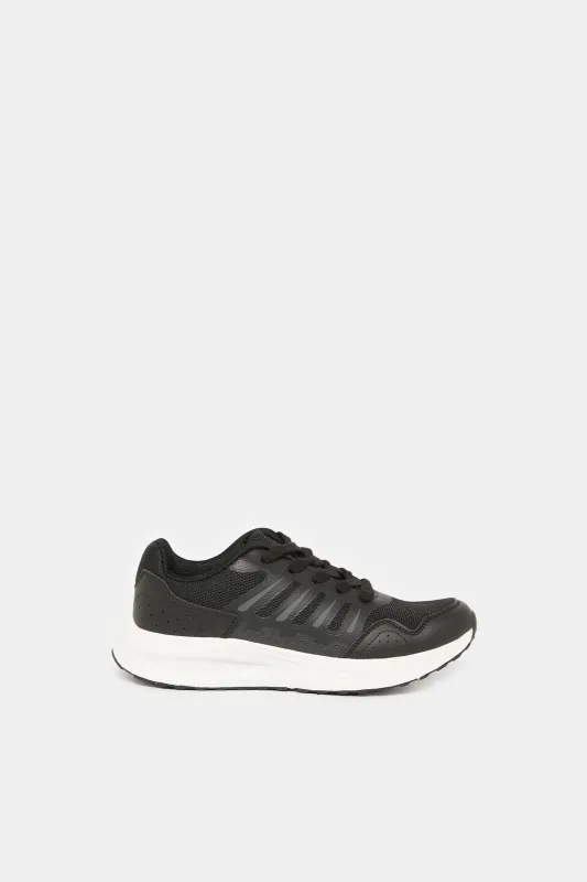 Senior Boys Black Material Block Sneakers sold by Redtag
