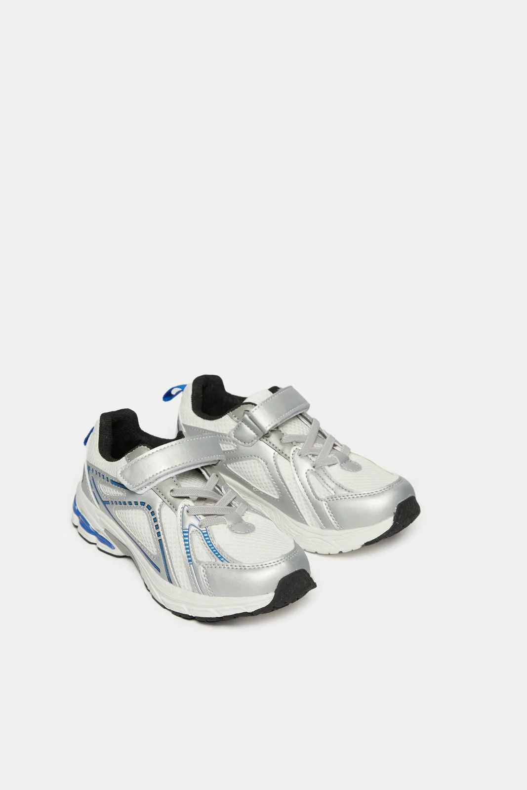 Boys White And Silver Textured Trainers sold by Redtag product image thumbnail 2