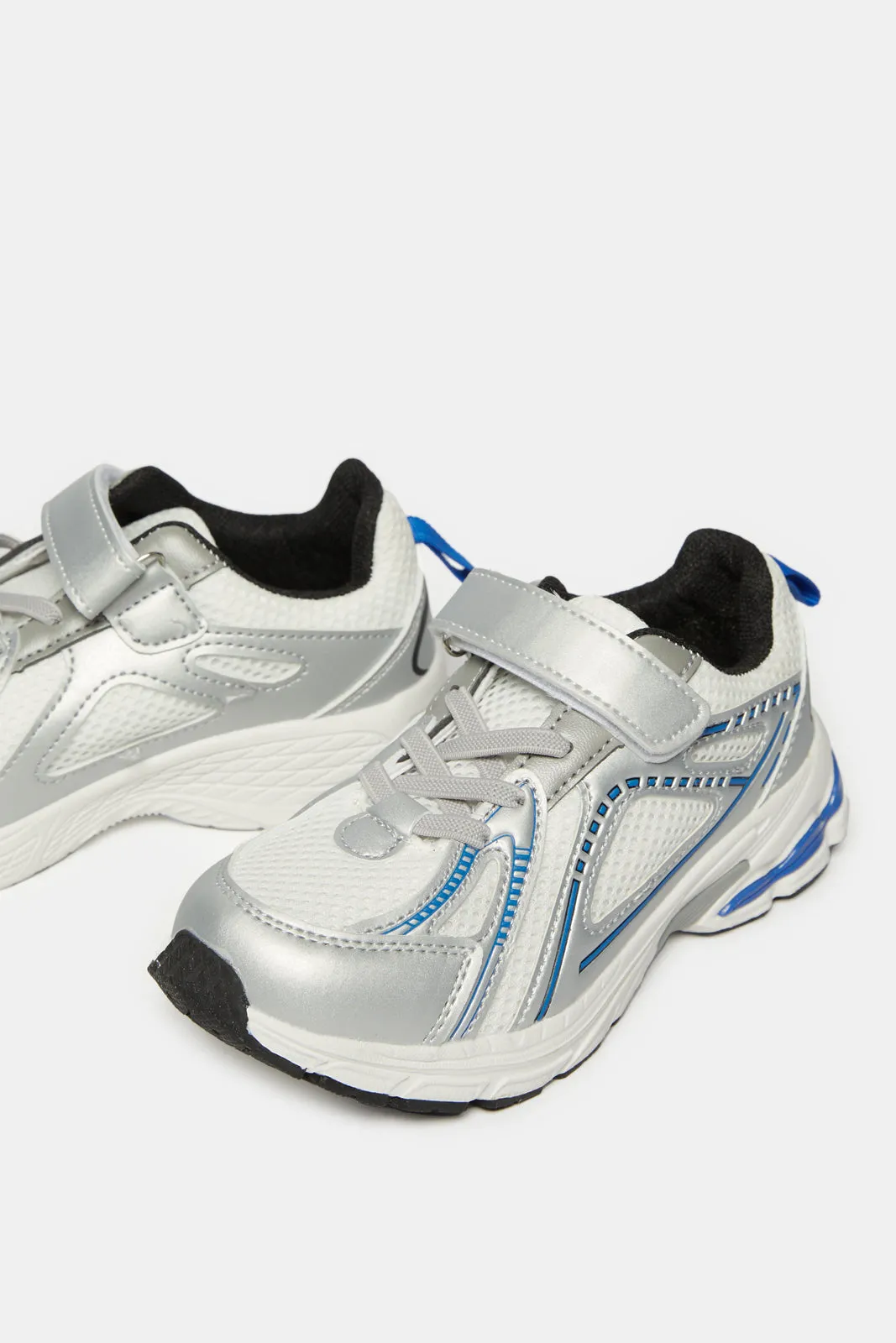 Boys White And Silver Textured Trainers sold by Redtag product image thumbnail 3