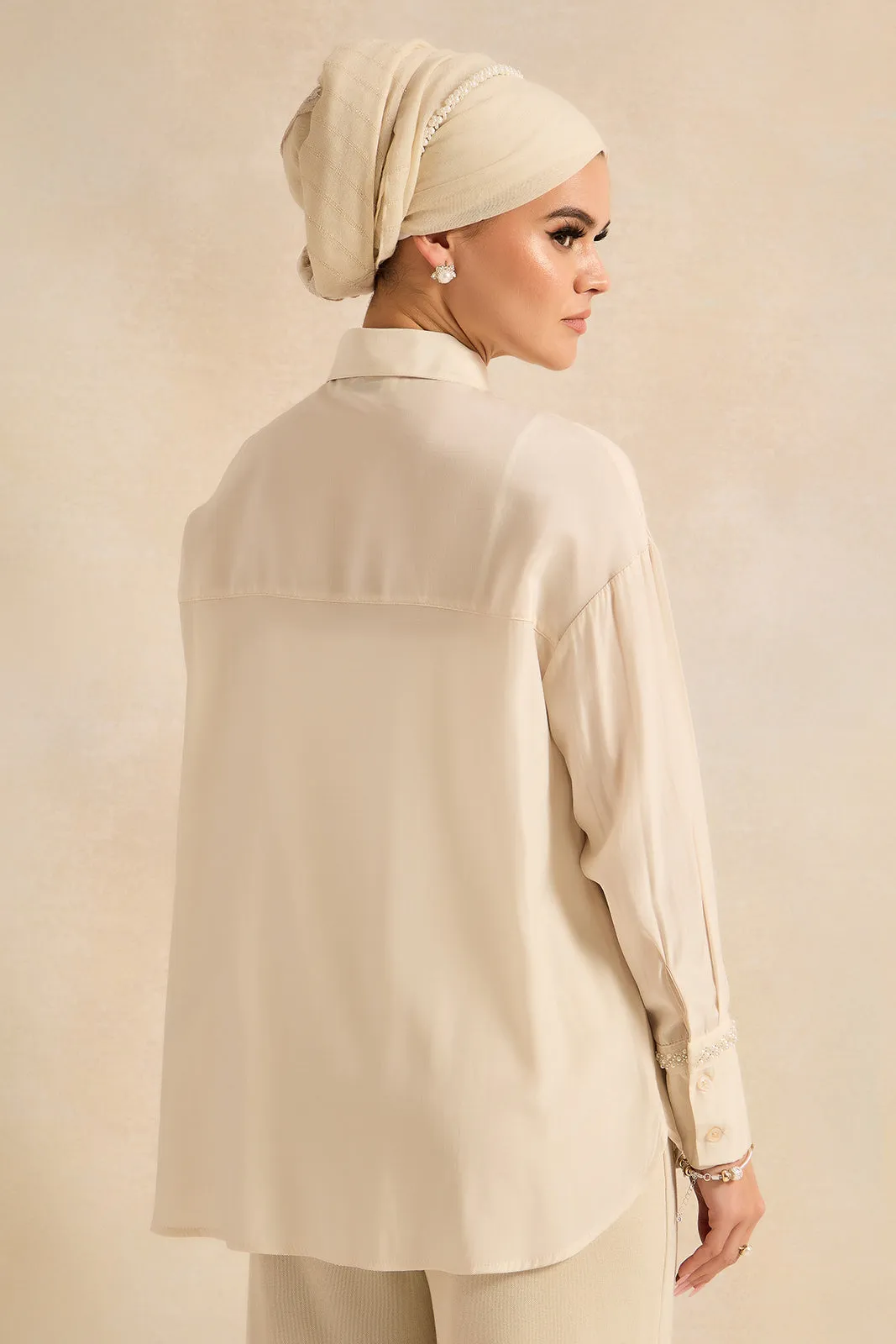 Women Ivory Front Placket Collared Shirt sold by Redtag product image thumbnail 3