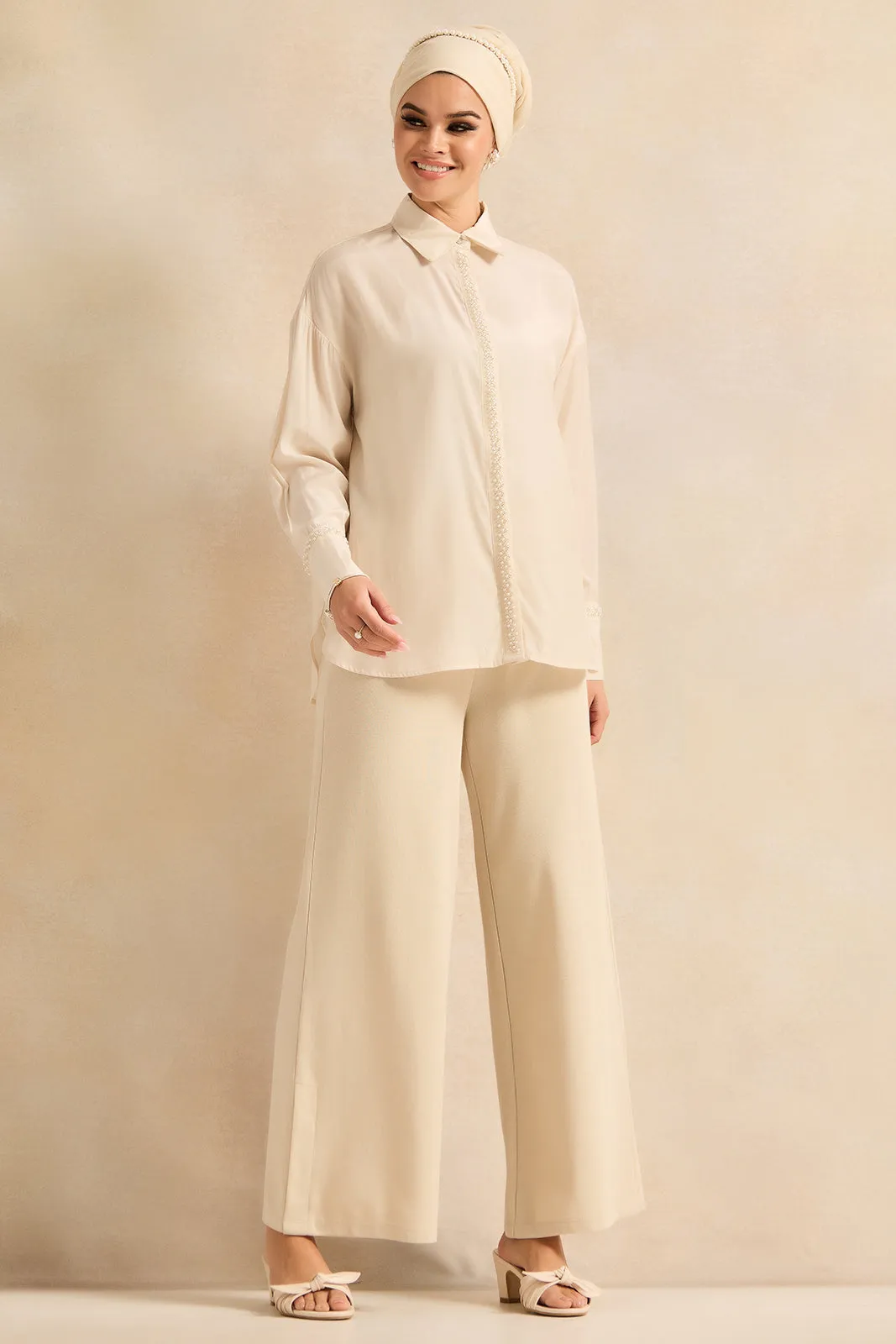 Women Ivory Front Placket Collared Shirt sold by Redtag product image thumbnail 2