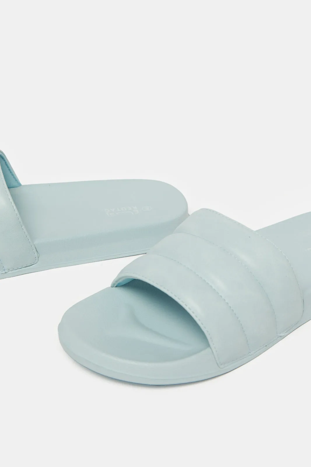 Women Blue Stitching Upper Slide sold by Redtag product image thumbnail 3