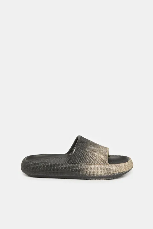 Women Black And Gold Embellished Ombre Slide sold by Redtag
