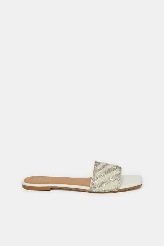 Women White Embellished Mule sold by Redtag