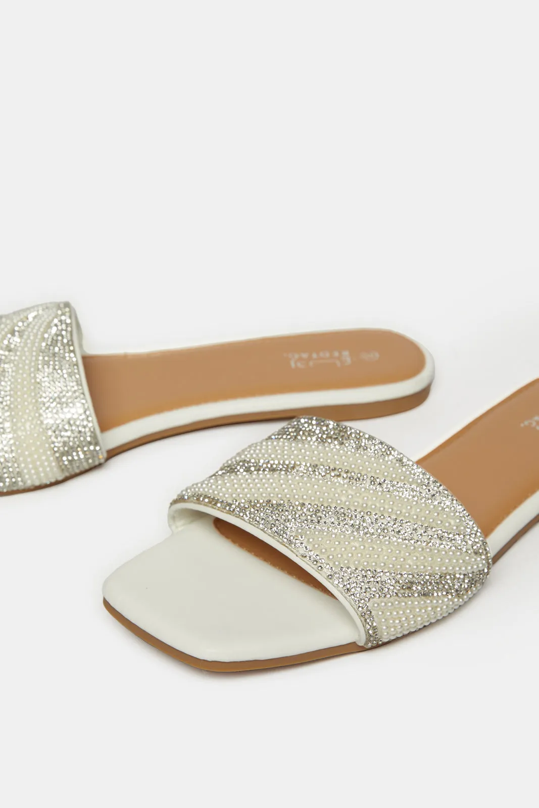 Women White Embellished Mule sold by Redtag product image thumbnail 3