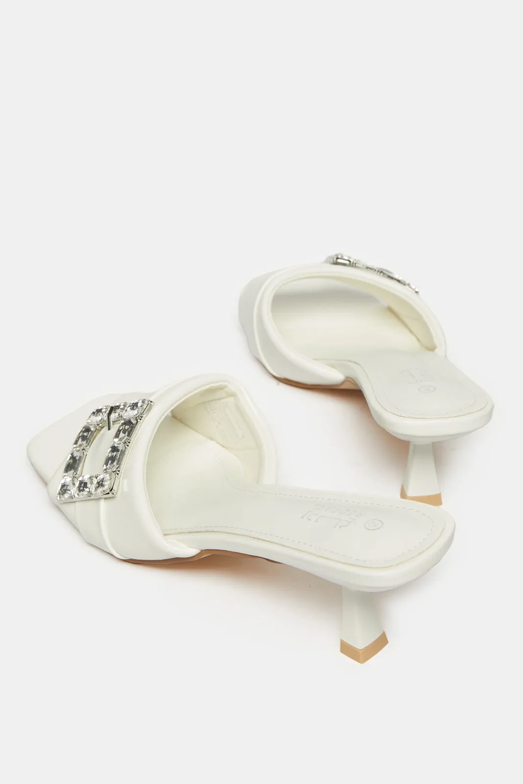 Women White Buckle Trim Mule sold by Redtag product image thumbnail 4