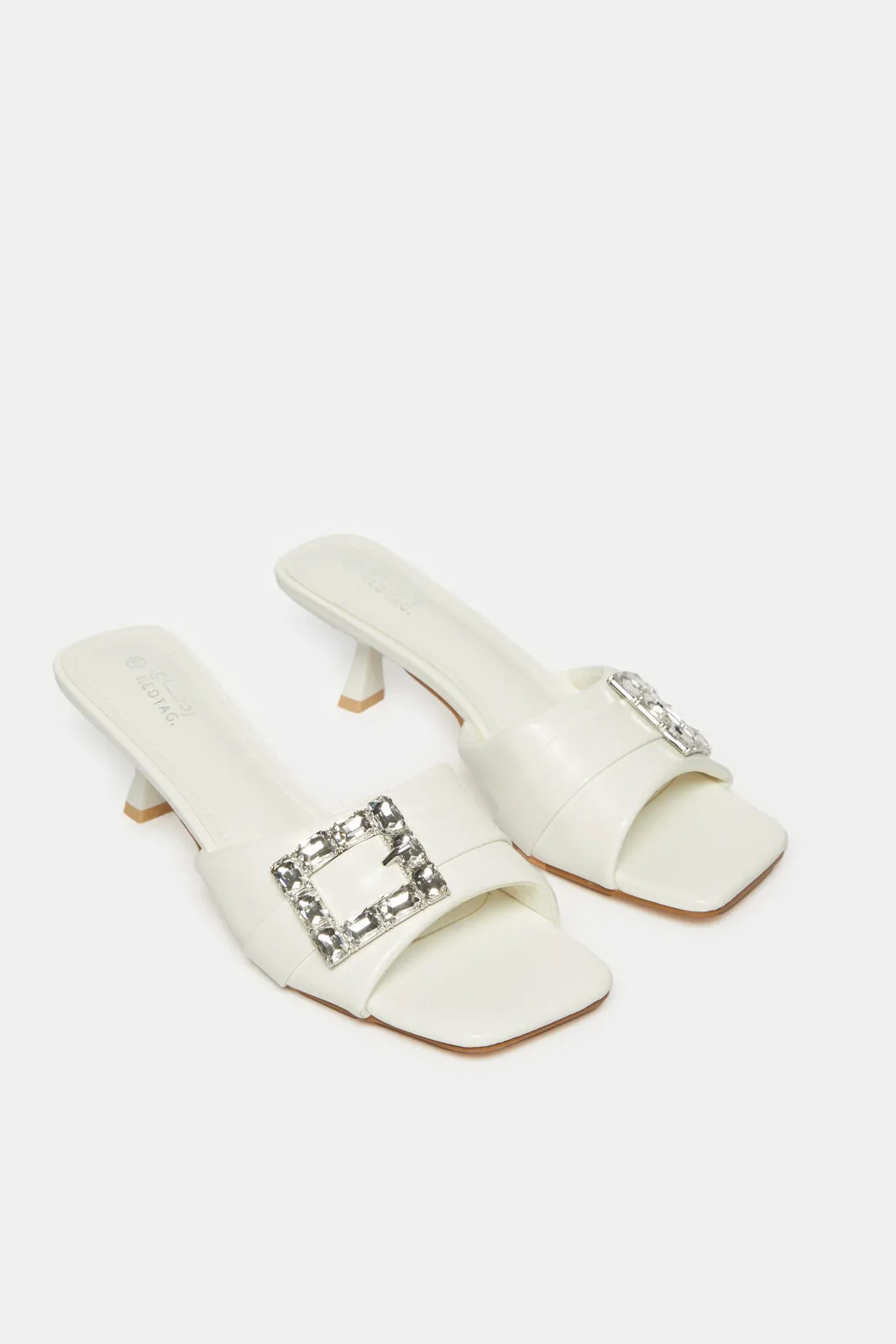 Women White Buckle Trim Mule sold by Redtag product image thumbnail 2