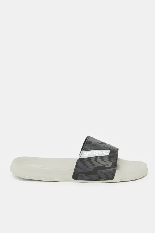 Men Grey Printed Slide sold by Redtag