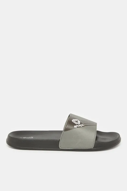 Men Grey Printed Slide sold by Redtag