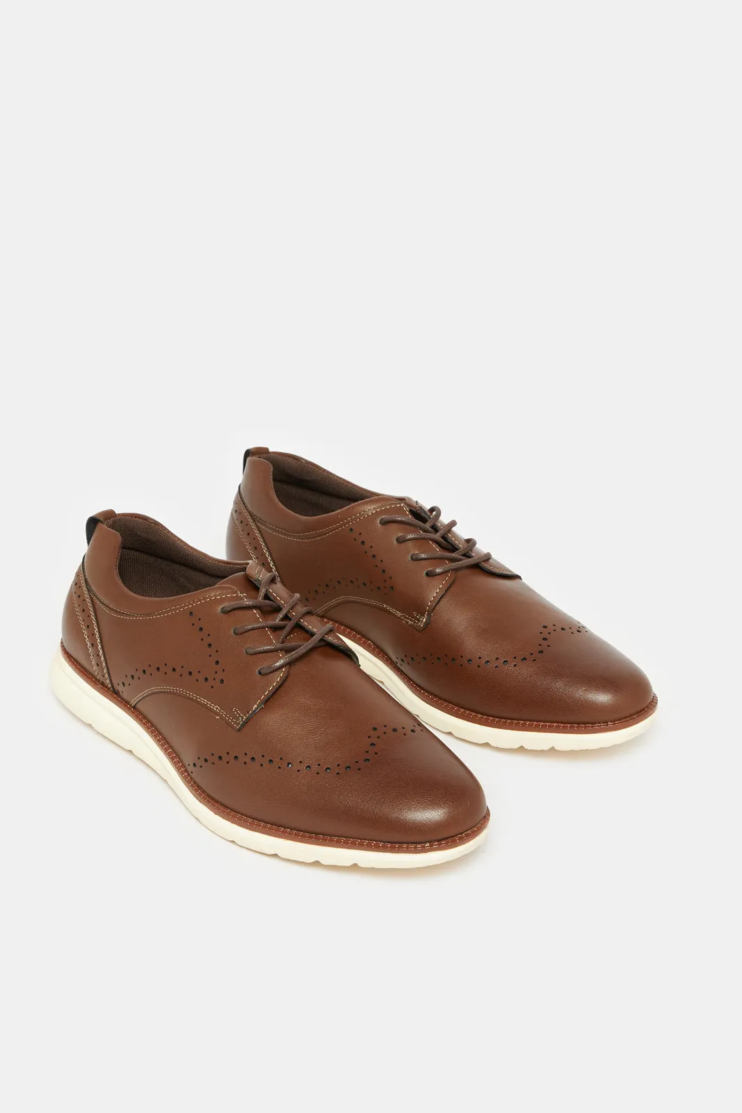 Men Brown Textured Lace Up Derby Shoes sold by Redtag product image thumbnail 2