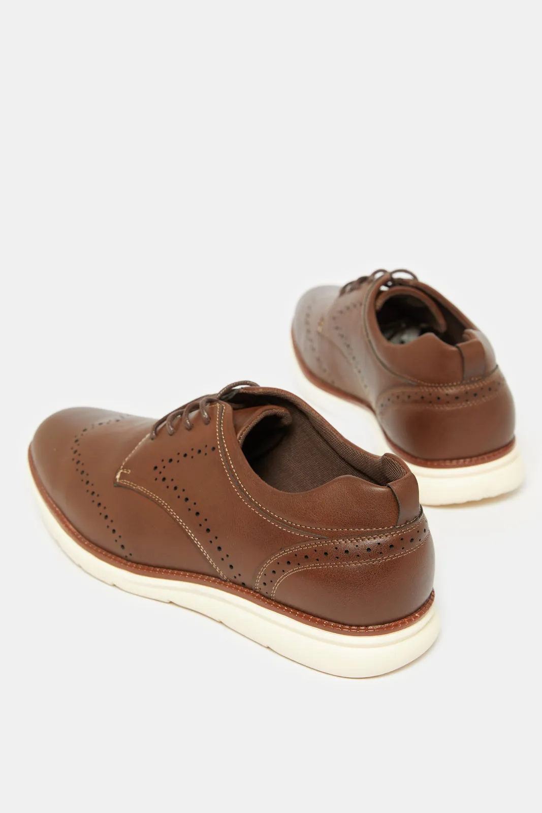 Men Brown Textured Lace Up Derby Shoes sold by Redtag product image thumbnail 4