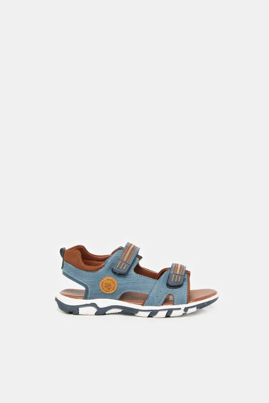 Senior Boys Blue Denim Sporty Sandals sold by Redtag