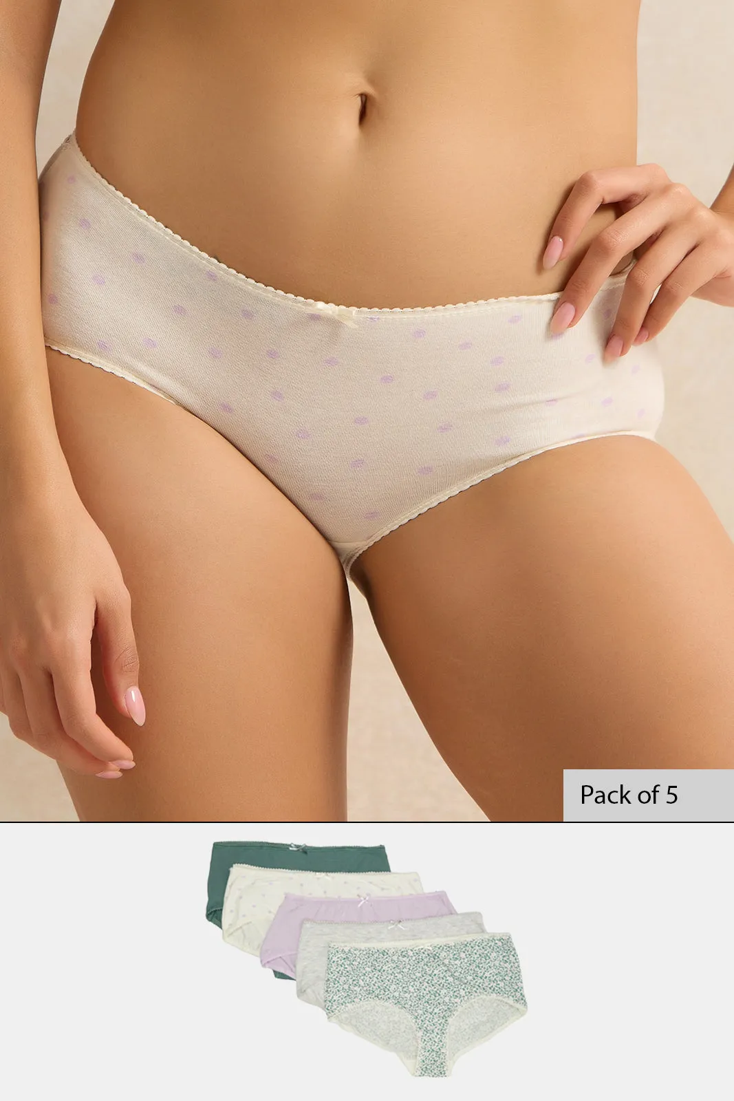 Women Assorted Print Boyleg Brief Set (Pack of 5) sold by Redtag product image thumbnail 5