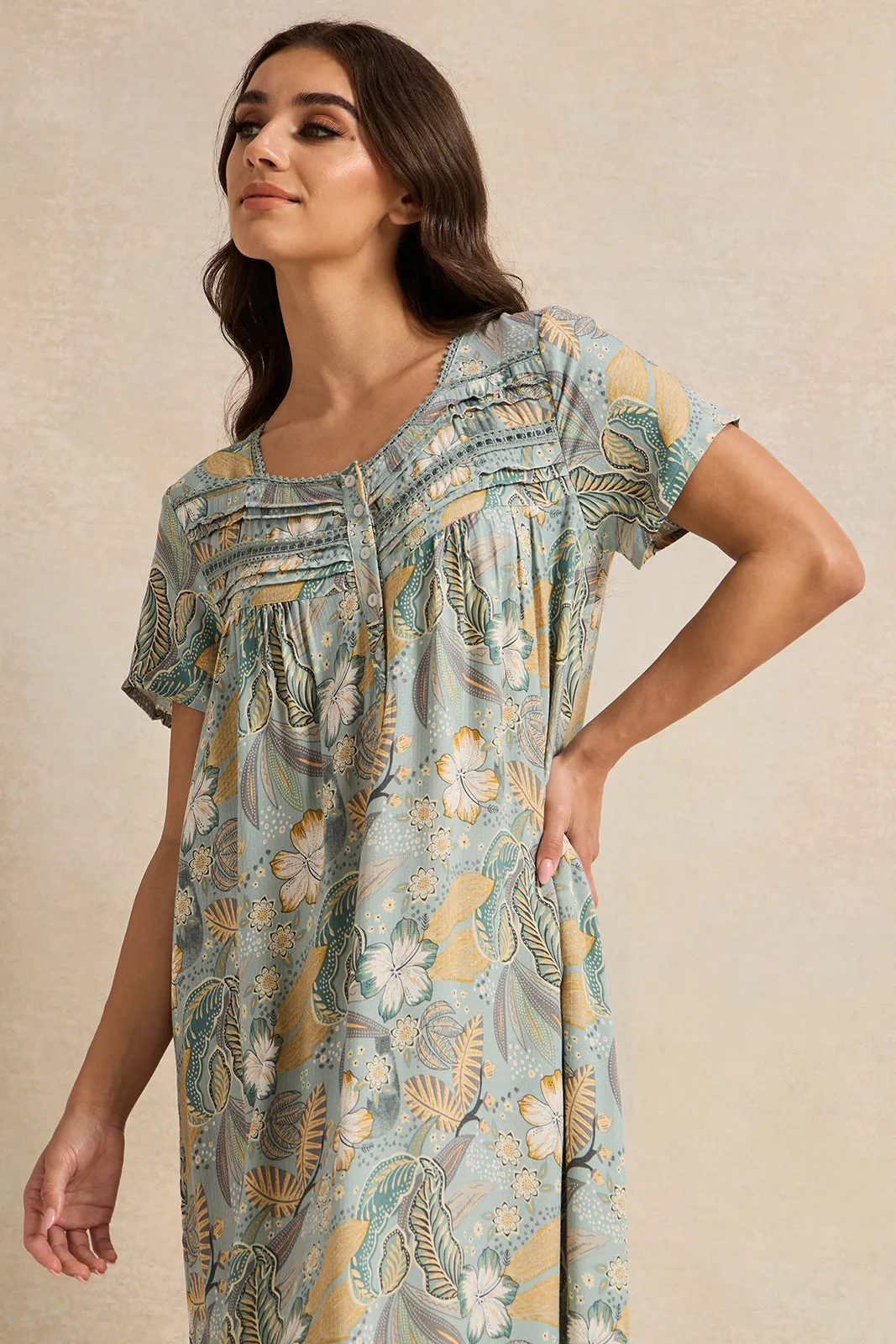 Women Green Forest Printed Nightgown sold by Redtag product image thumbnail 2