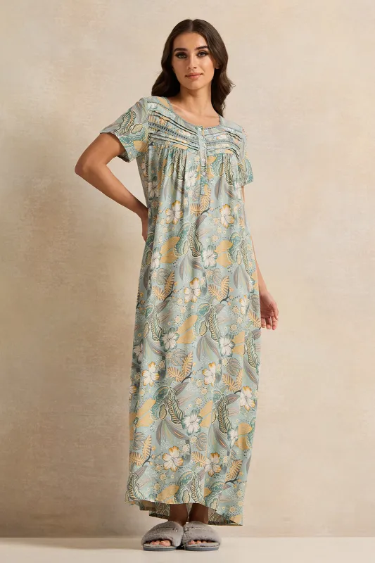 Women Green Forest Printed Nightgown sold by Redtag